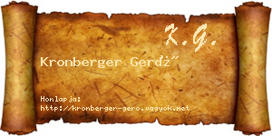 Kronberger Gerő névjegykártya